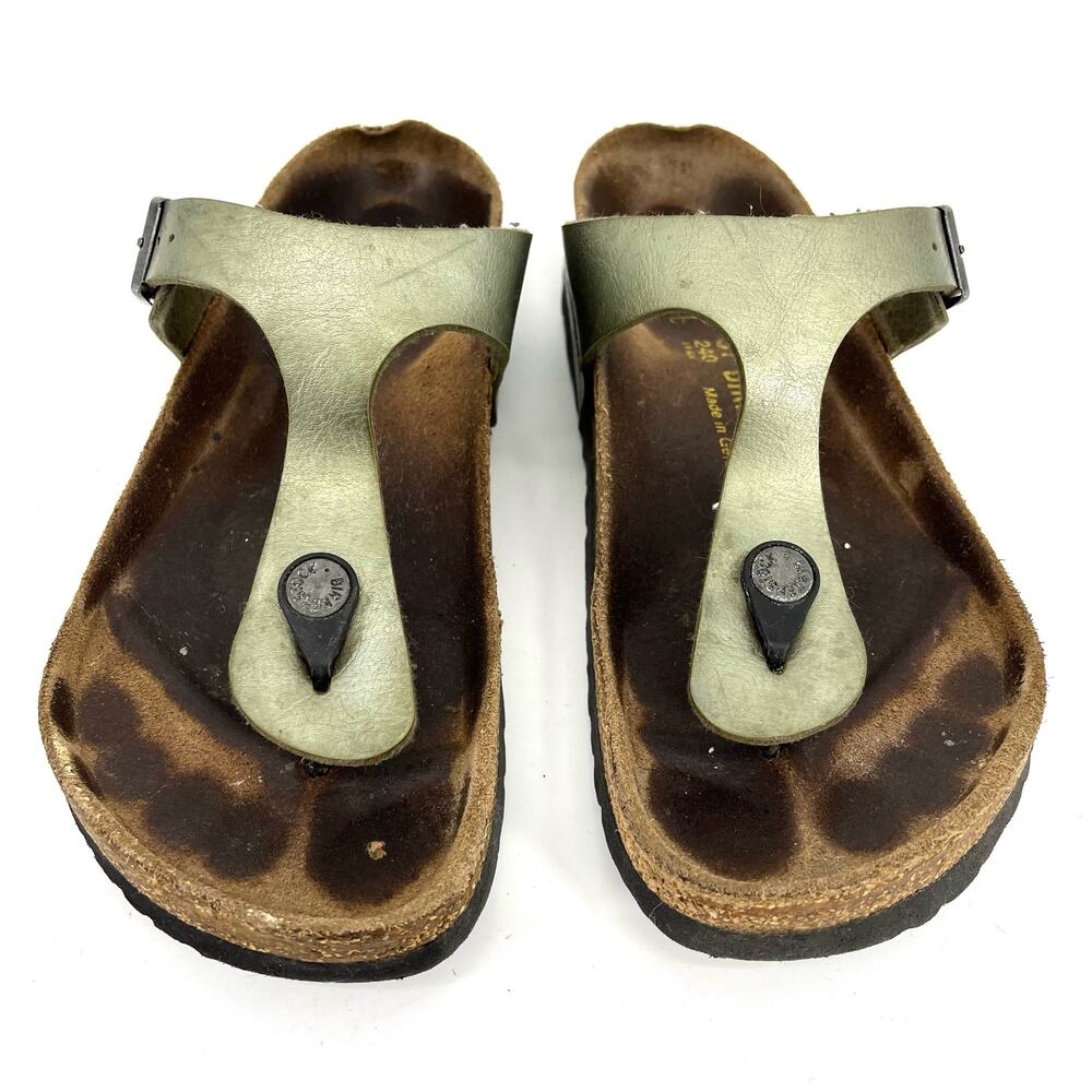 Birkenstock green faux leather Gizeh thong sandals (37‎ - US6.5) - Picture 2 of 9
